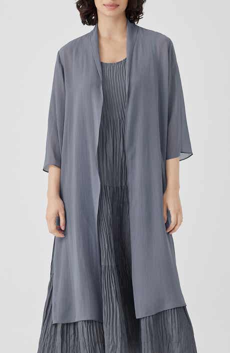 Eileen Fisher Open Front Silk Chiffon Jacket