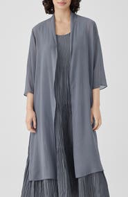 Eileen Fisher Open Front Silk Chiffon Jacket