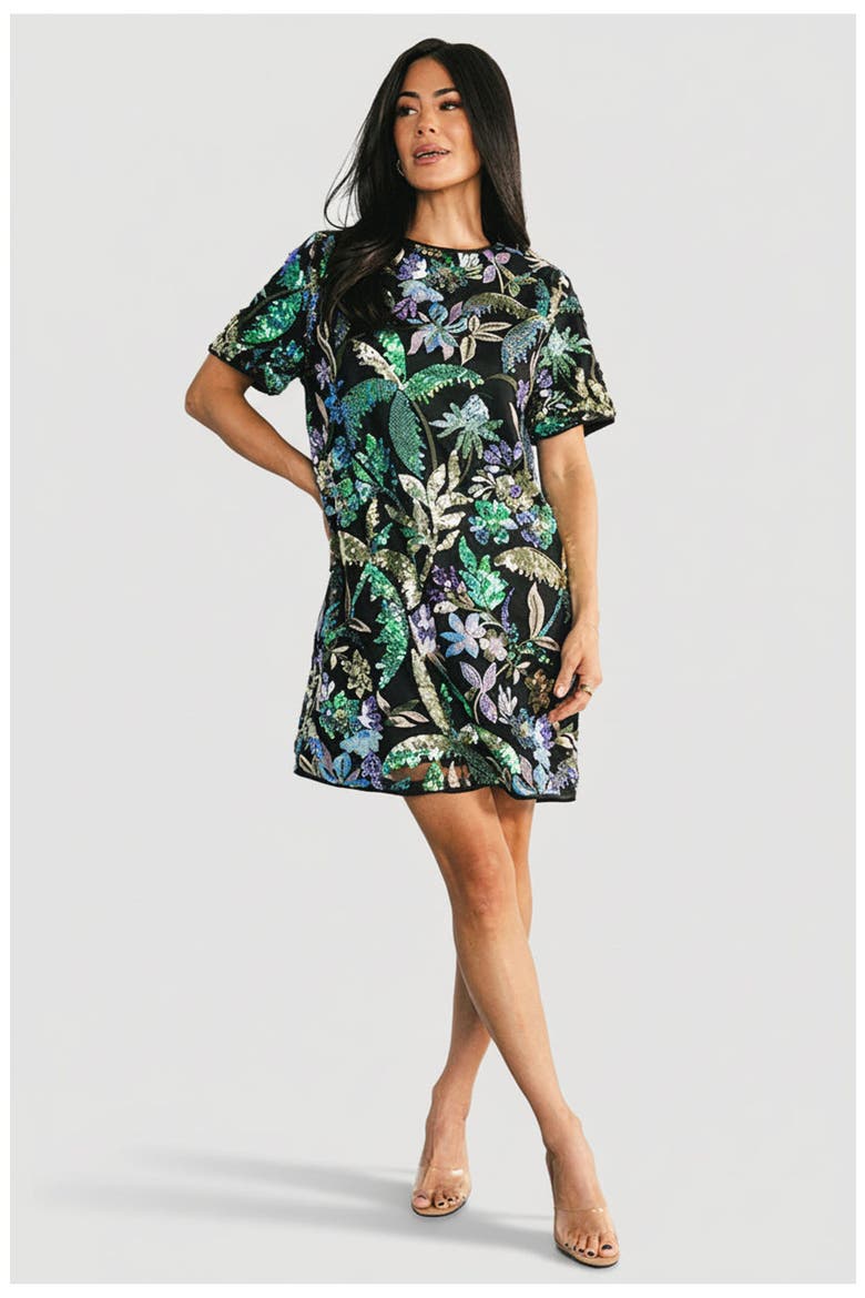 Patricia Sequin Short Dress, Main, color, Black and Blue Multi