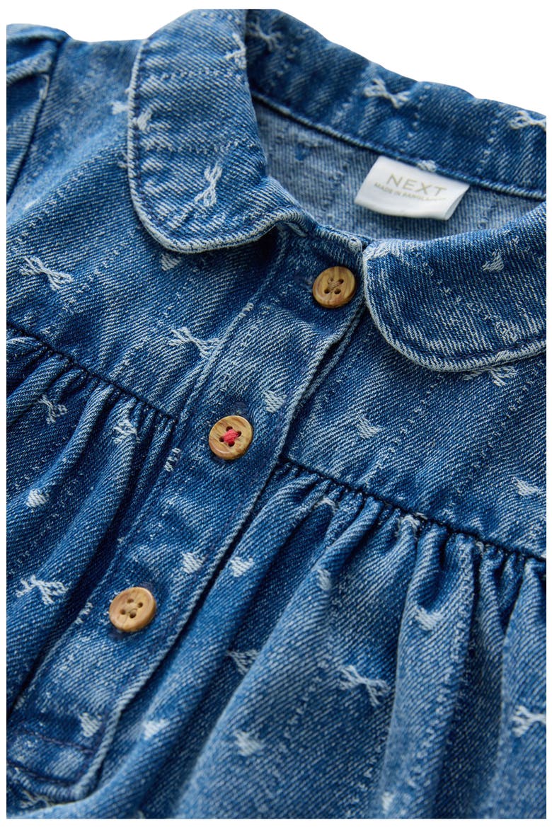Kids' Bow Long Sleeve Denim Dress, Alternate, color, BLUE