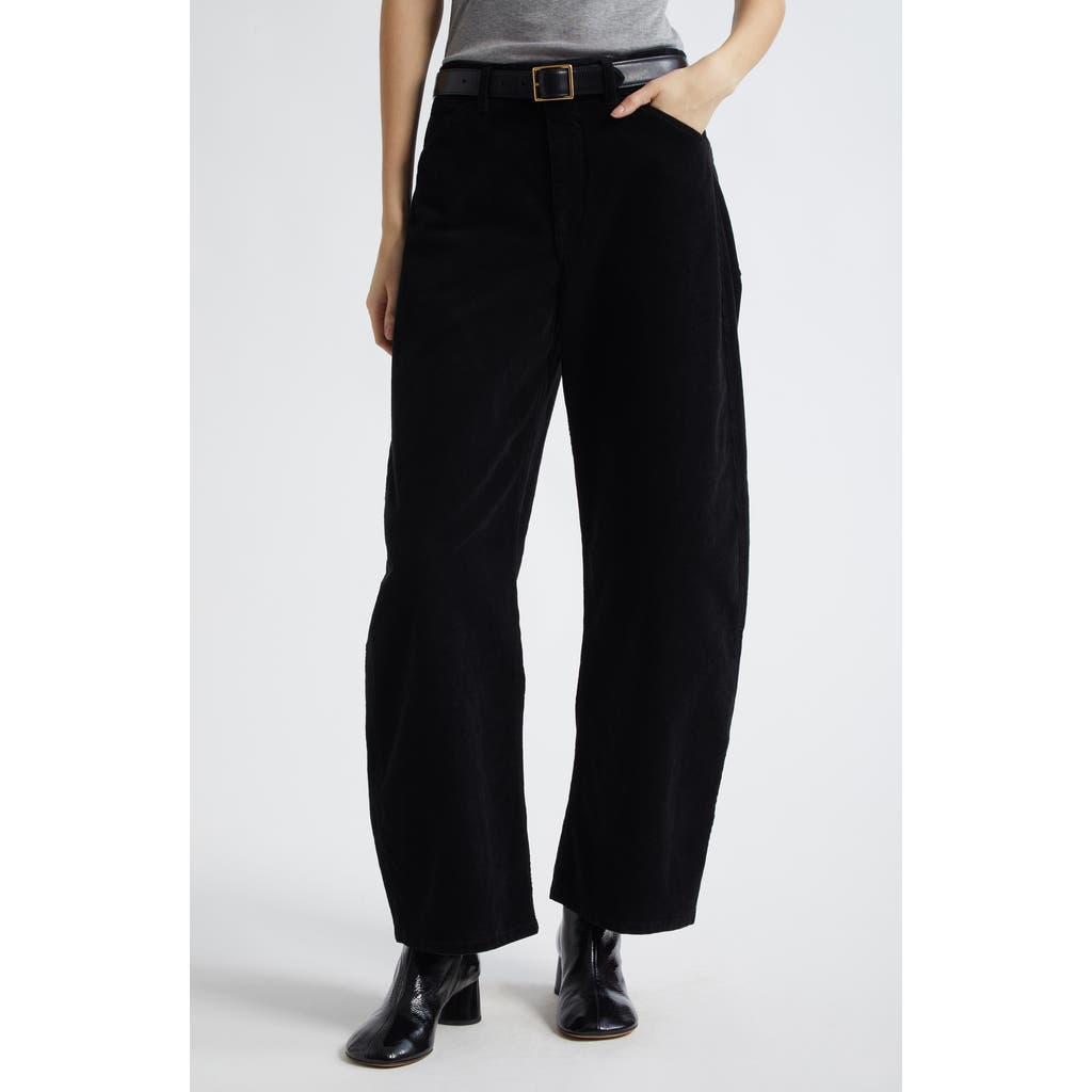 Nili Lotan Tribeca Barrel Leg Corduroy Pants In Black