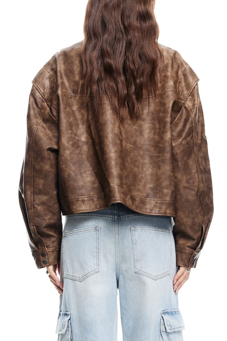 Hailey Oversize Faux Leather Bomber Jacket, Alternate, color, VINTAGE CHOCOLATE