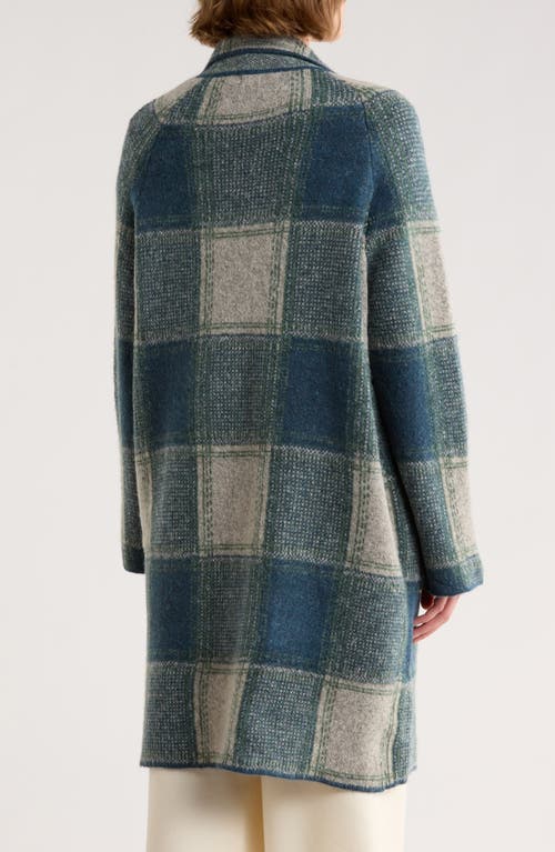Love Token Plaid Longline Cardigan In Blue