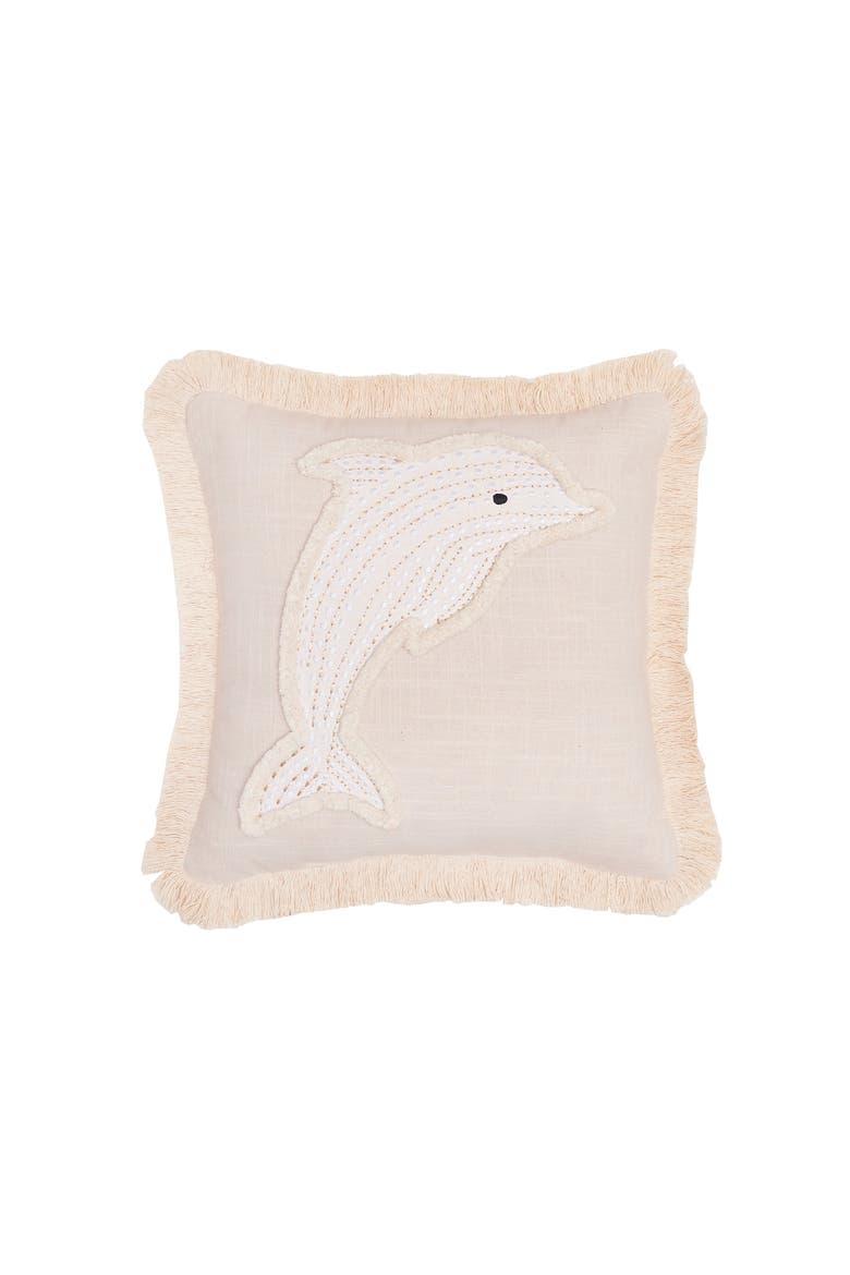 Golden Coast Dolphin Throw Pillow, 12" x 12", Main, color, Off-White