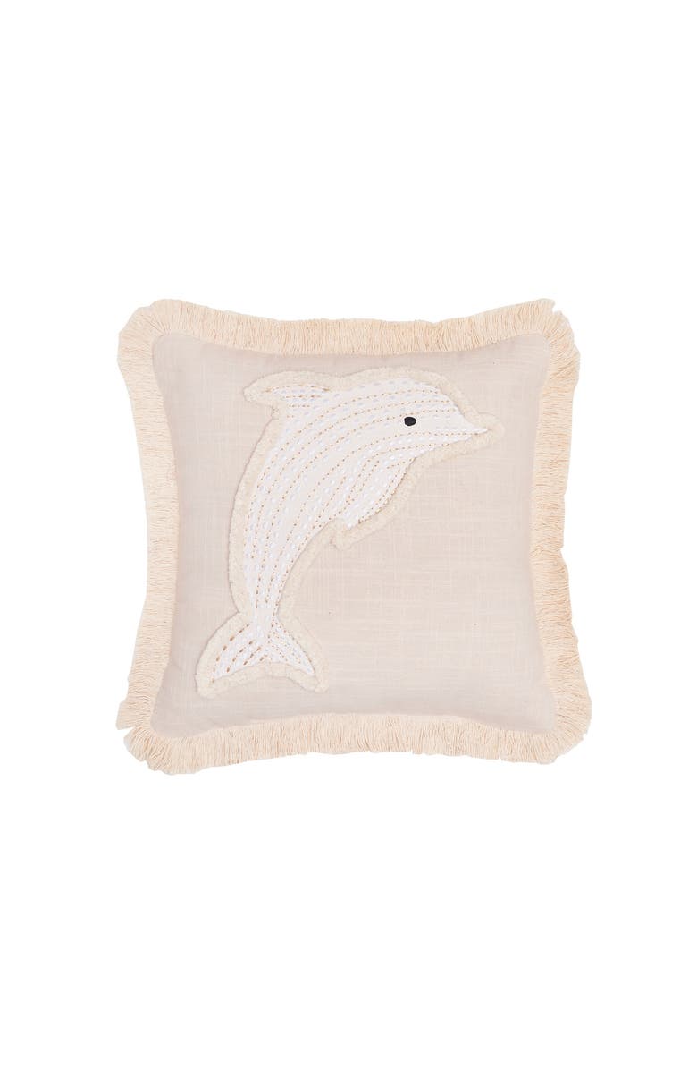 C&F Home Golden Coast Dolphin Throw Pillow, 12" x 12", Main, color, Off-White