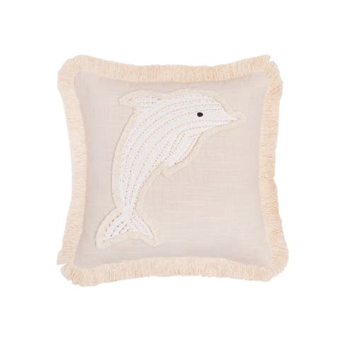 Golden Coast Dolphin Throw Pillow, 12" x 12"