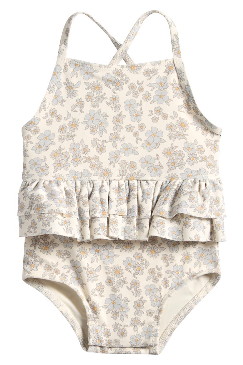 Ruffle One-Piece Swimsuit, Main, color, IVORY