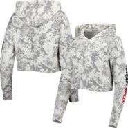 LUSSO Women's Lusso Gray/White Chicago Bulls Maia Tri-Blend Cropped Quarter-Zip Top