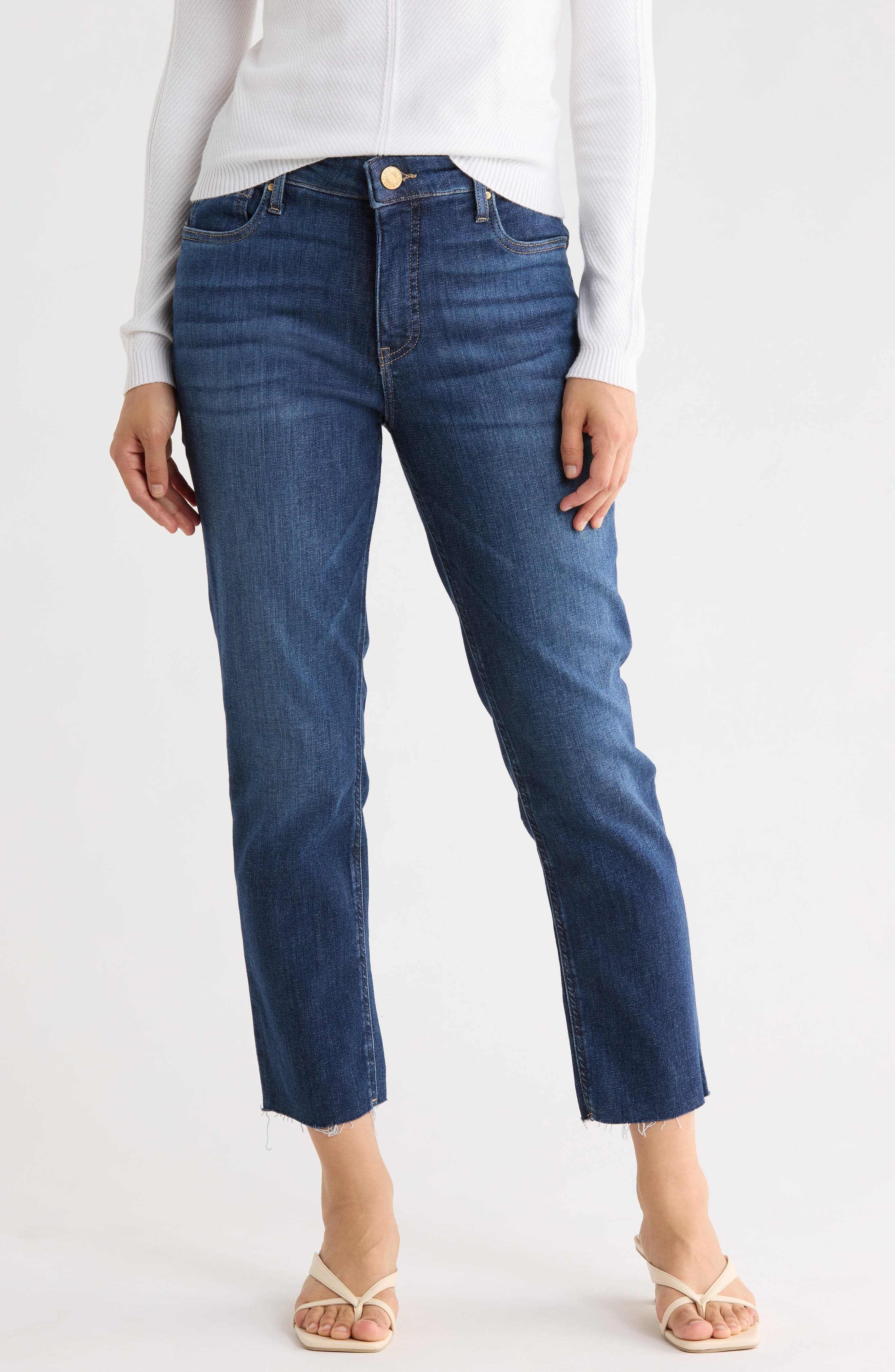 Rachael Fab Ab Raw Hem High Waist Crop Mom Jeans