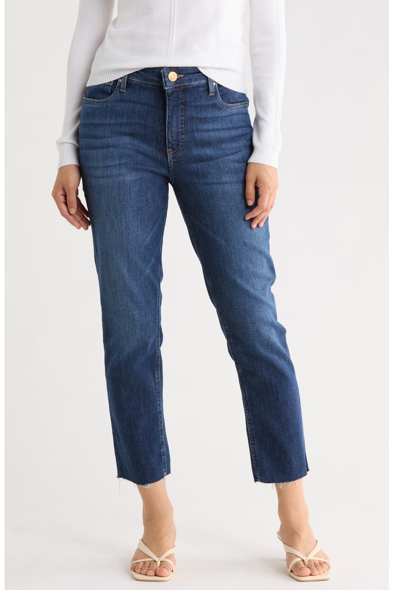 Rachael Fab Ab Raw Hem High Waist Crop Mom Jeans, Main, color, DELIGHT