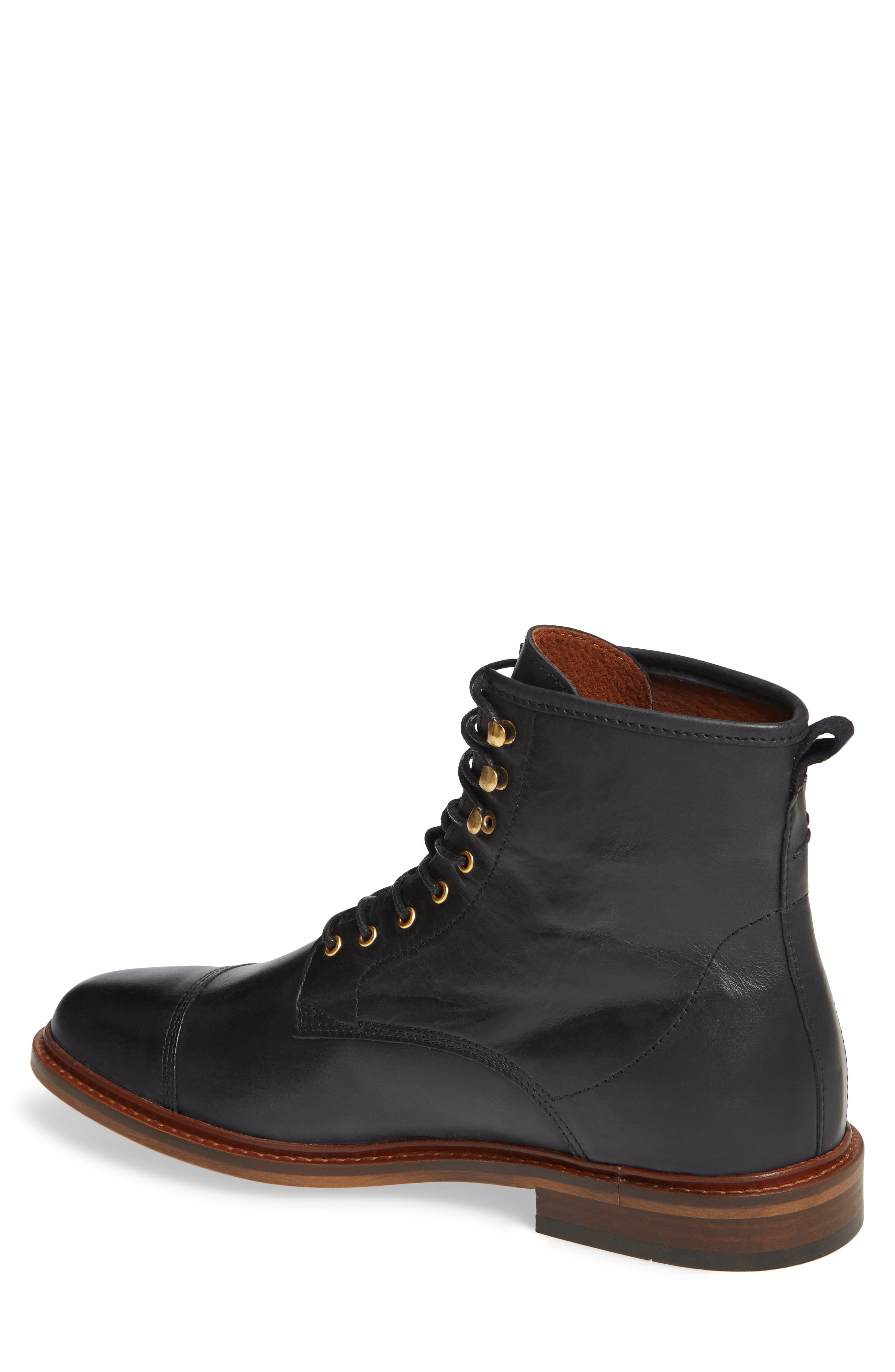 Curtis Cap Toe Boot, Alternate, color, BLACK LEATHER