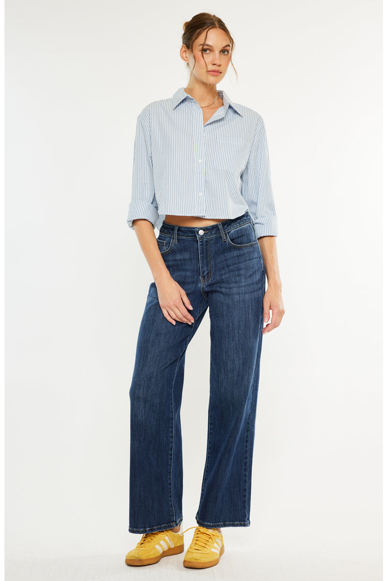 Samia Essentials High Rise Wide Leg Jeans, Alternate, color, Dark Wash