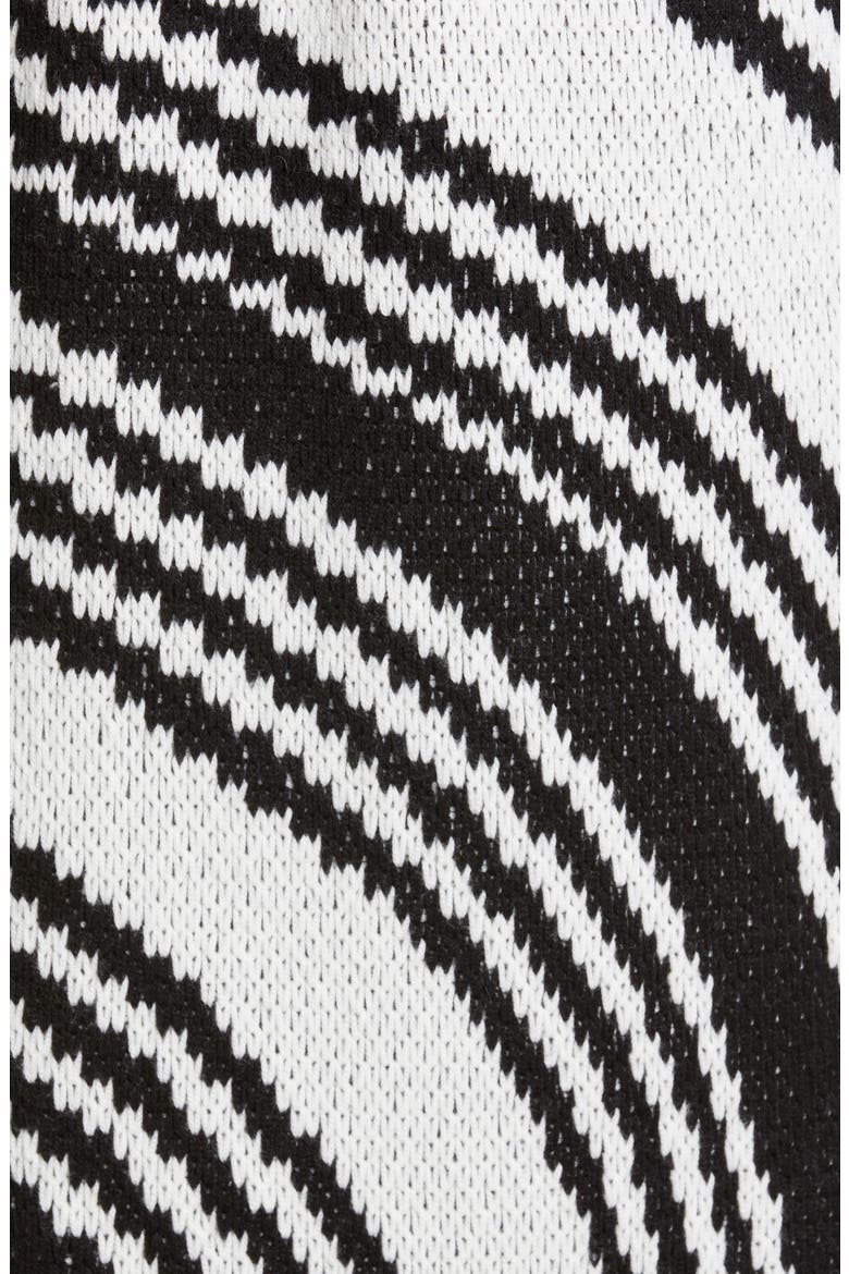 Zigzag Jacquard Wool Blend Sweater Coat, Alternate, color, BLACK/ WHITE