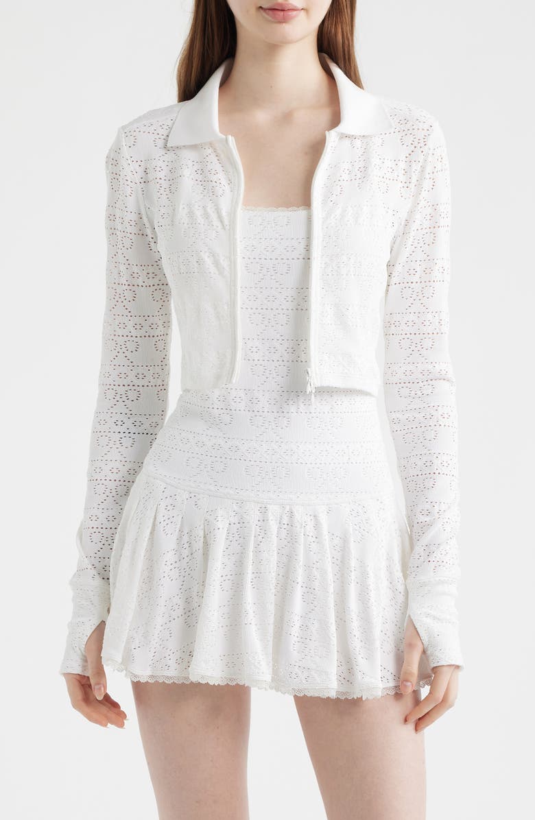 LoveShackFancy Tinker Pointelle Knit Jacket, Main, color, True White