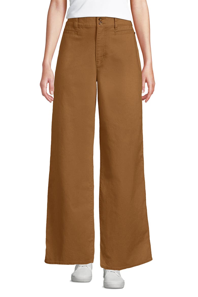 Stretch Canvas High Rise Wide Leg Pants, Main, color, Canyon Camel