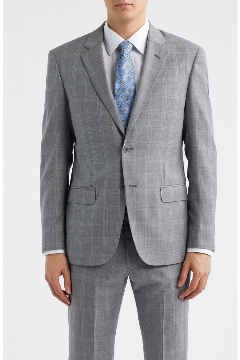 Light Grey Plaid Virgin Wool Suit, Alternate, color, SOLID LIGHT/ PASTEL GREY