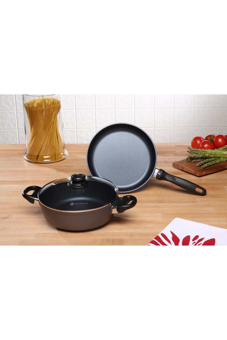 3 Piece Cookware Set - Fry Pan and Casserole, Alternate, color, Black