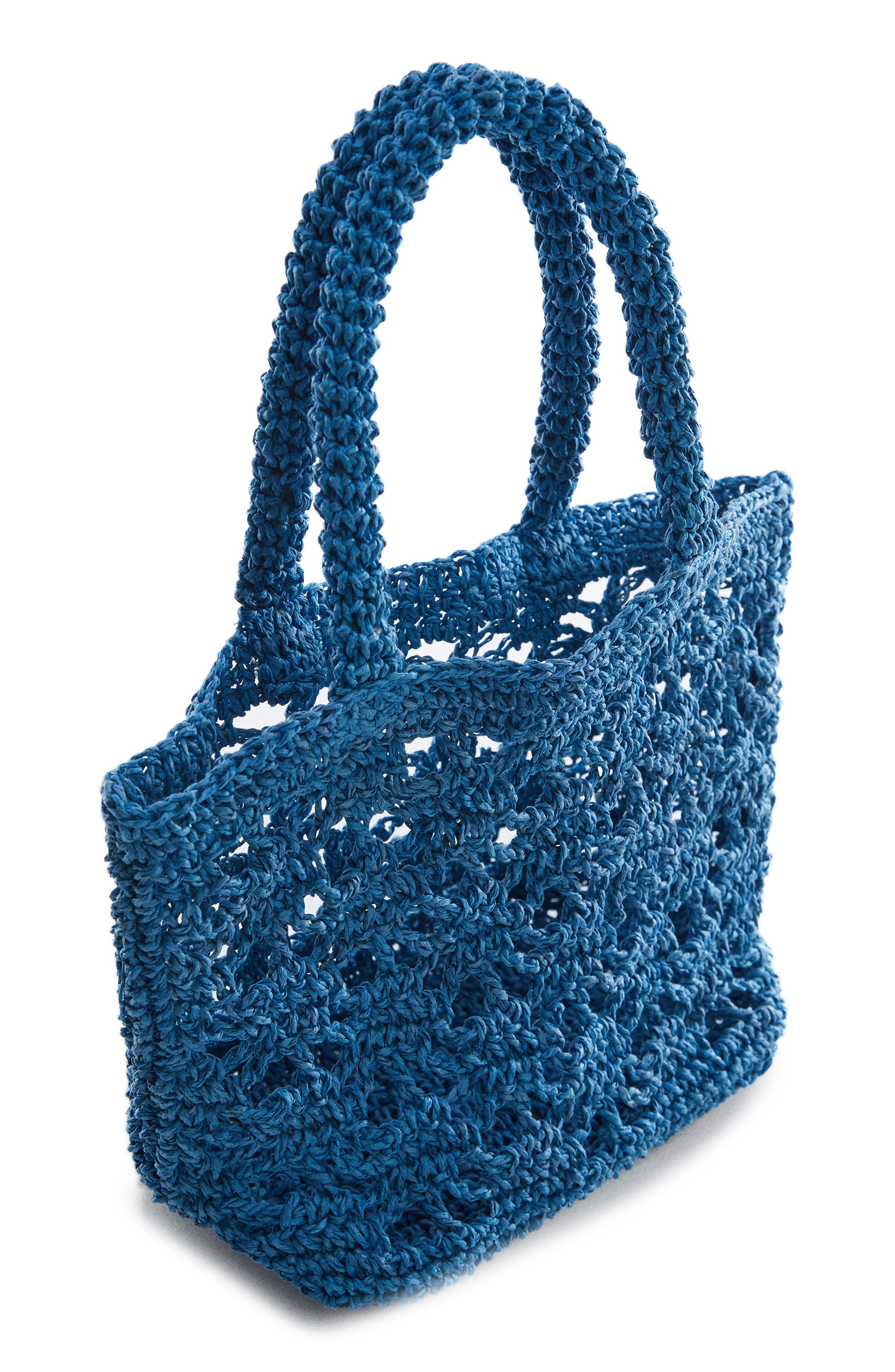 MANGO Crocheted Raffia Top Handle Bag, Alternate, color, 
