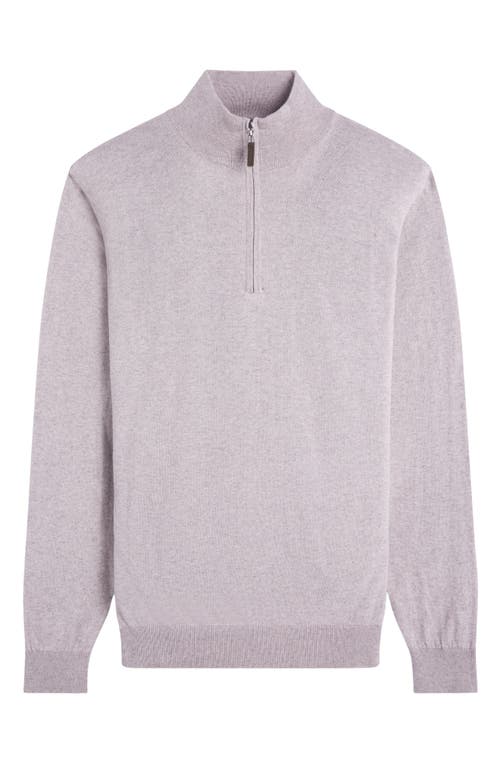 Bugatchi Quarter Zip Cotton & Cashmere Pullover In Stone
