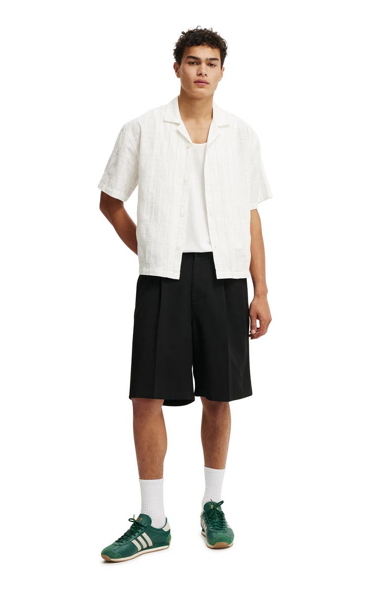 Cotton On Men's Box Fit Short Sleeve Shirt, Alternate, color, White Dobby Check