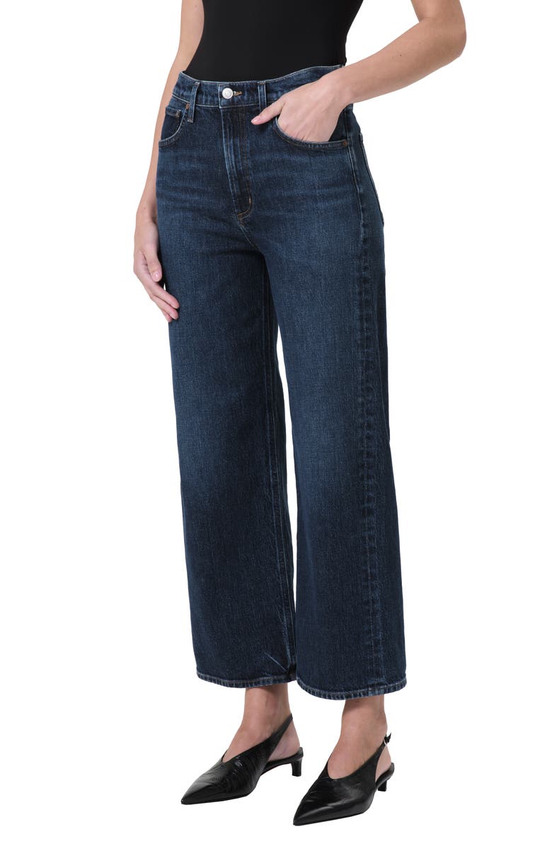 AGOLDE Ren High Waist Ankle Wide Leg Jeans, Main, color, Echo