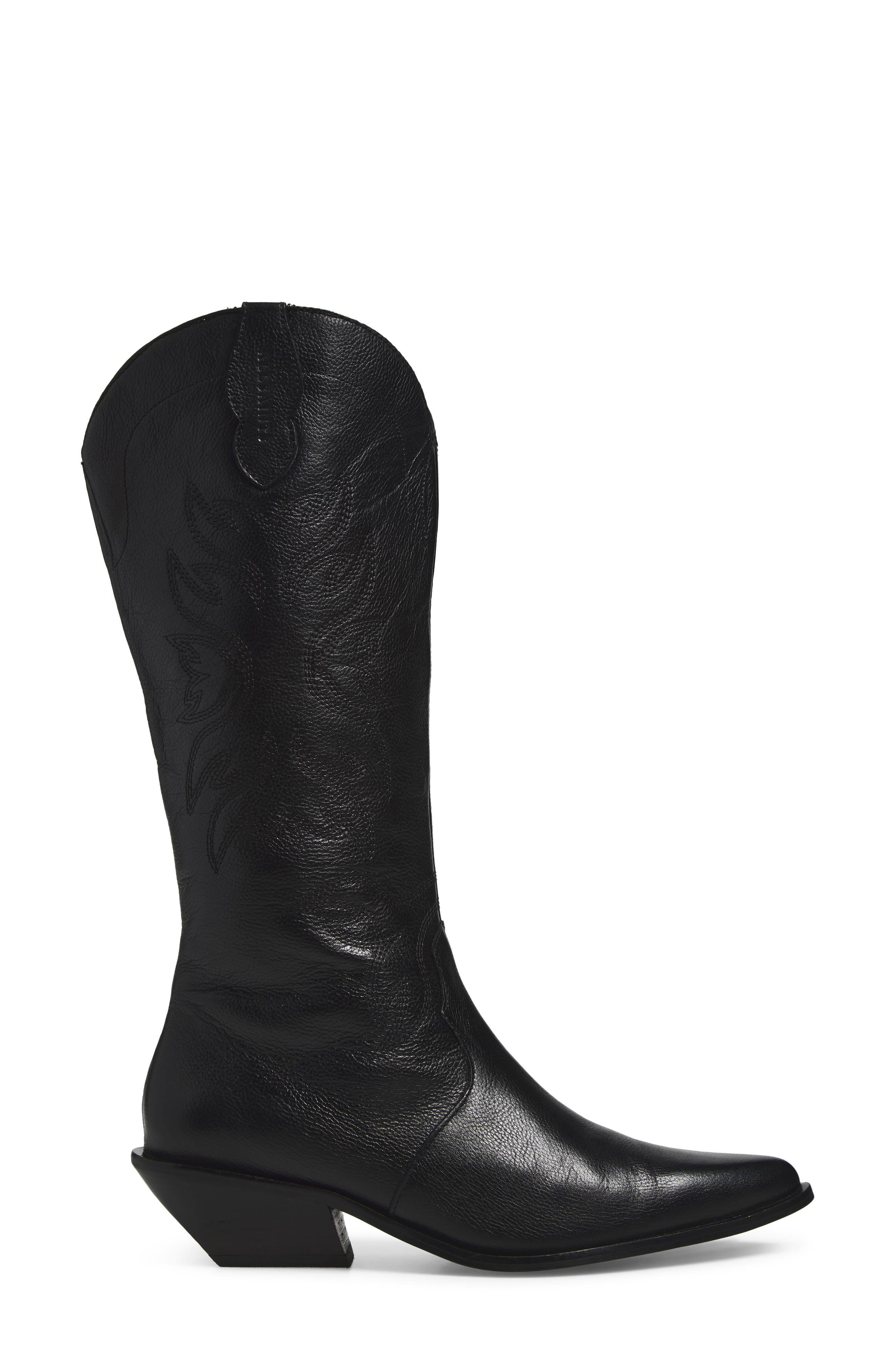 Freya Leather Western Boot, Alternate, color, BLACK