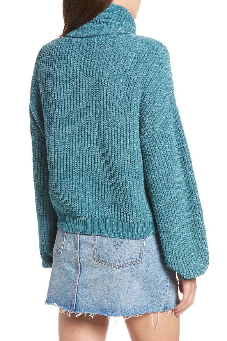 Cable Knit Chenille Sweater, Alternate, color, TEAL HYDRO