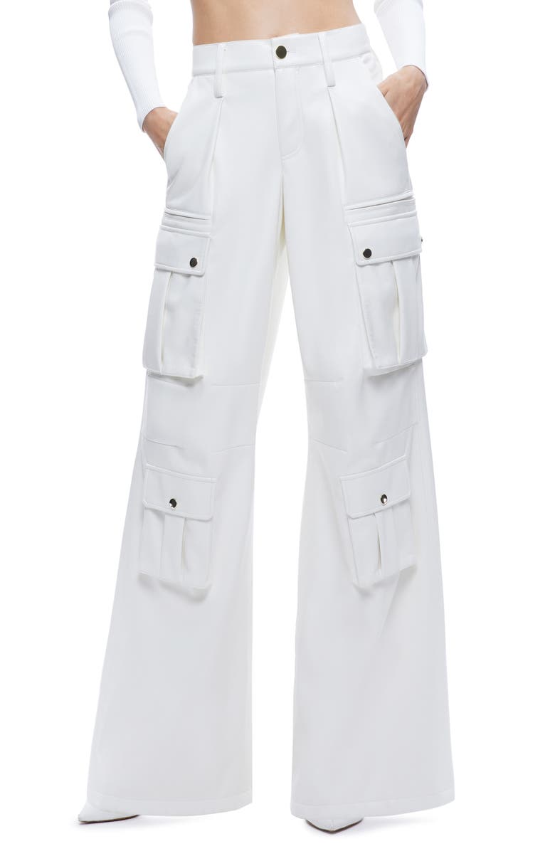 Alice + Olivia Joette Faux Leather Cargo Pants, Main, color,