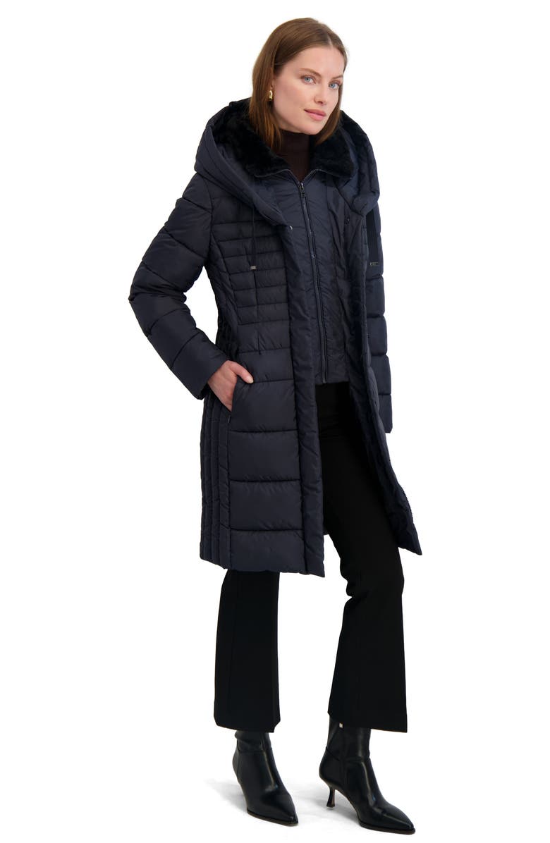 Tahari Casey Hooded Bib Puffer Coat, Alternate, color, Galaxy