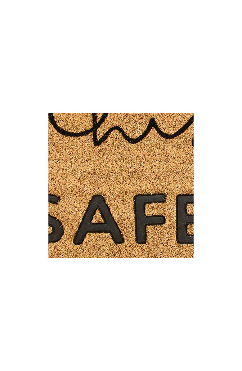 mDesign This is a Safe Space Scalloped Coir Rectangular Doormat, Natural/Black, Alternate, color, Natural
