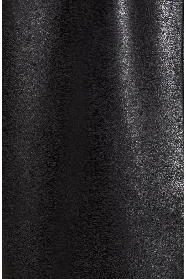 Faux Leather Zip Hoodie, Alternate, color, BLACK