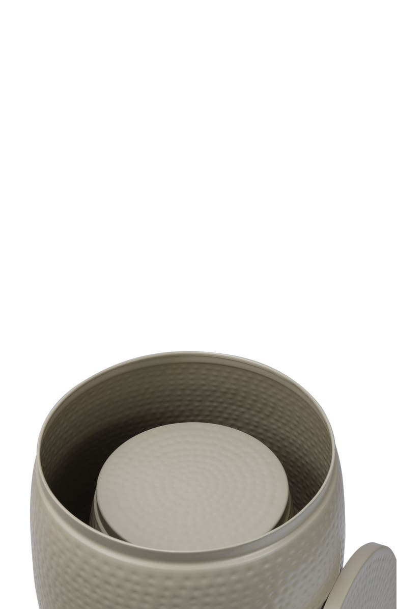 HAPPIMESS Merida Modern Rustic 2-Piece Hammered Metal Drum Storage Side Tables with Lids, Alternate, color, Almond