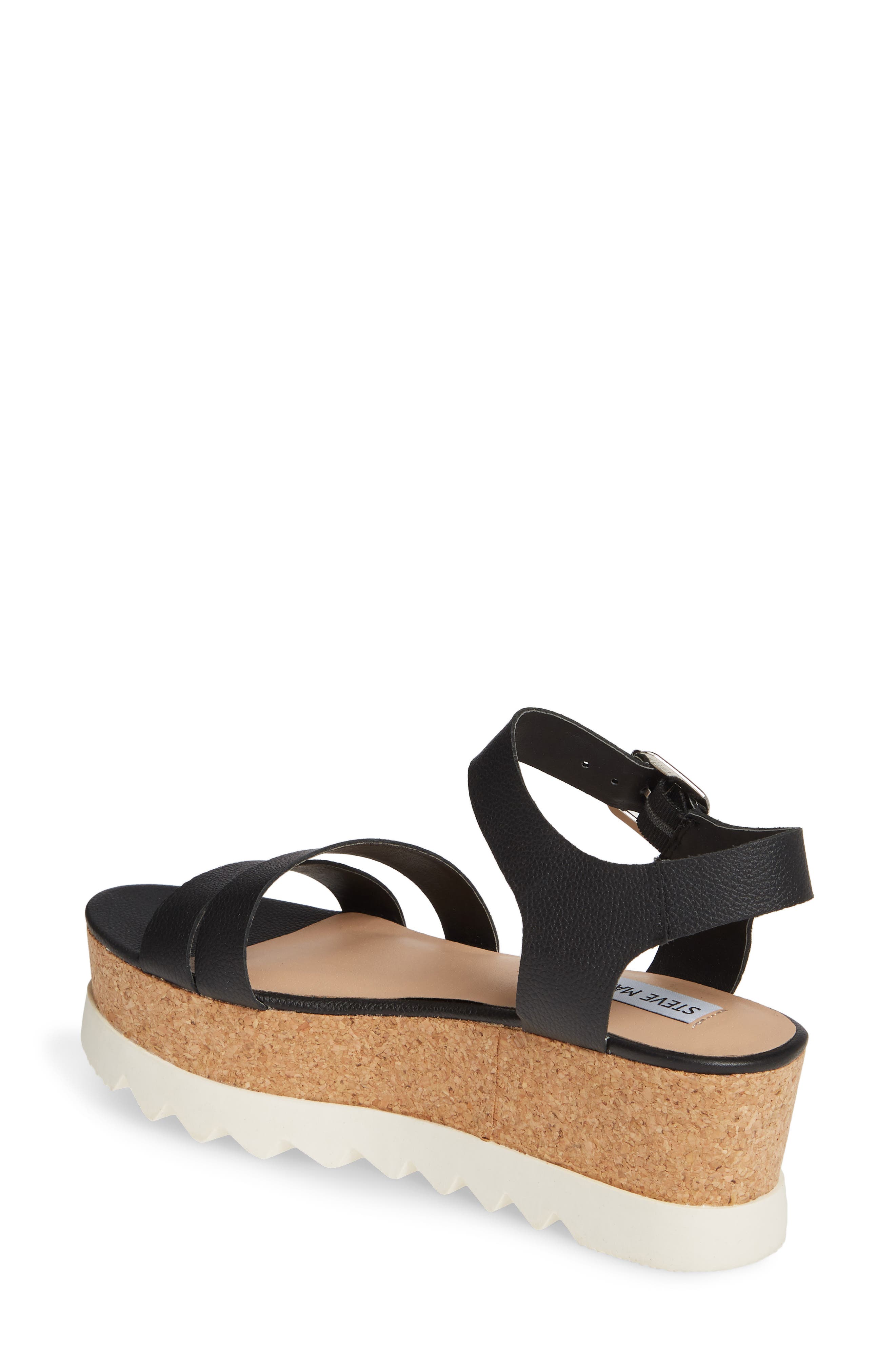 Keykey Platform Wedge Sandal, Alternate, color, BLACK LEATHER