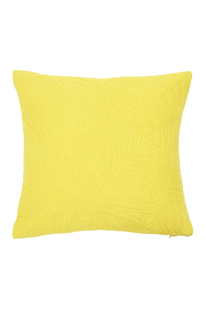 Cotton Pillow with Quilted Fern Frond Pattern, Main, color, Green