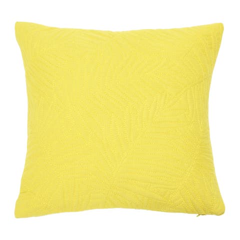 Cotton Pillow with Quilted Fern Frond Pattern