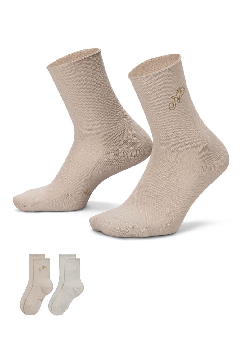 Everyday Elevated Assorted 2-Pack Cotton Blend Crew Socks, Alternate, color, LIGHT BONE/ CREAM