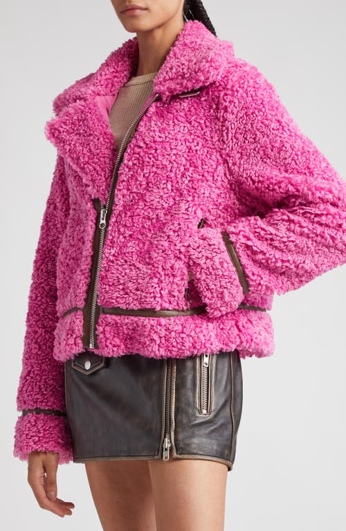 Stand Studio Audrey Faux Shearling Jacket In Pink