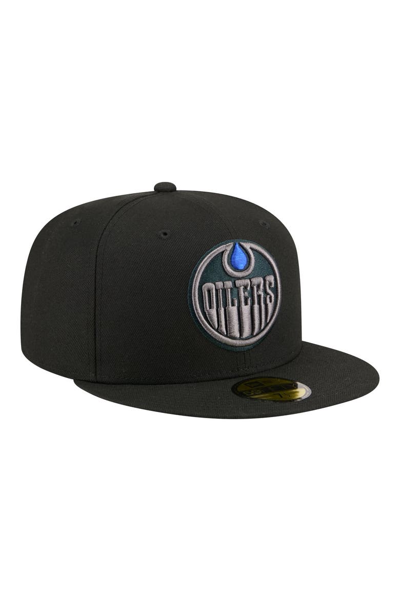 Men's New Era Black Edmonton Oilers Color Pop 59FIFTY Fitted Hat, Alternate, color, Black