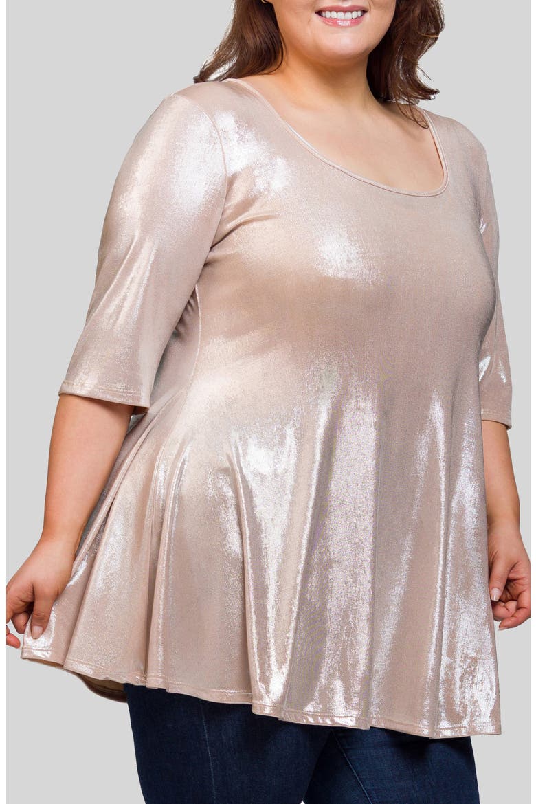 Metallic Flare Tunic, Main, color, BEIGE