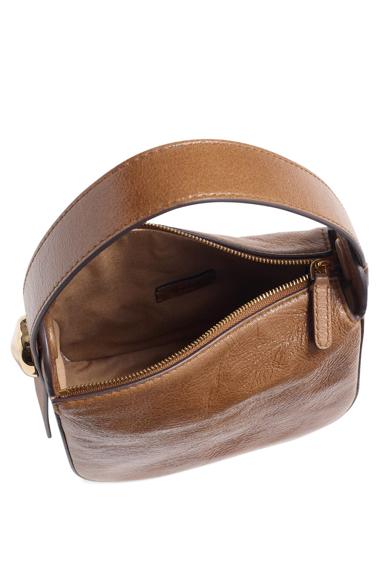 Madewell The Sculpted Metal Wristlet Bag, Alternate, color, Light Roast