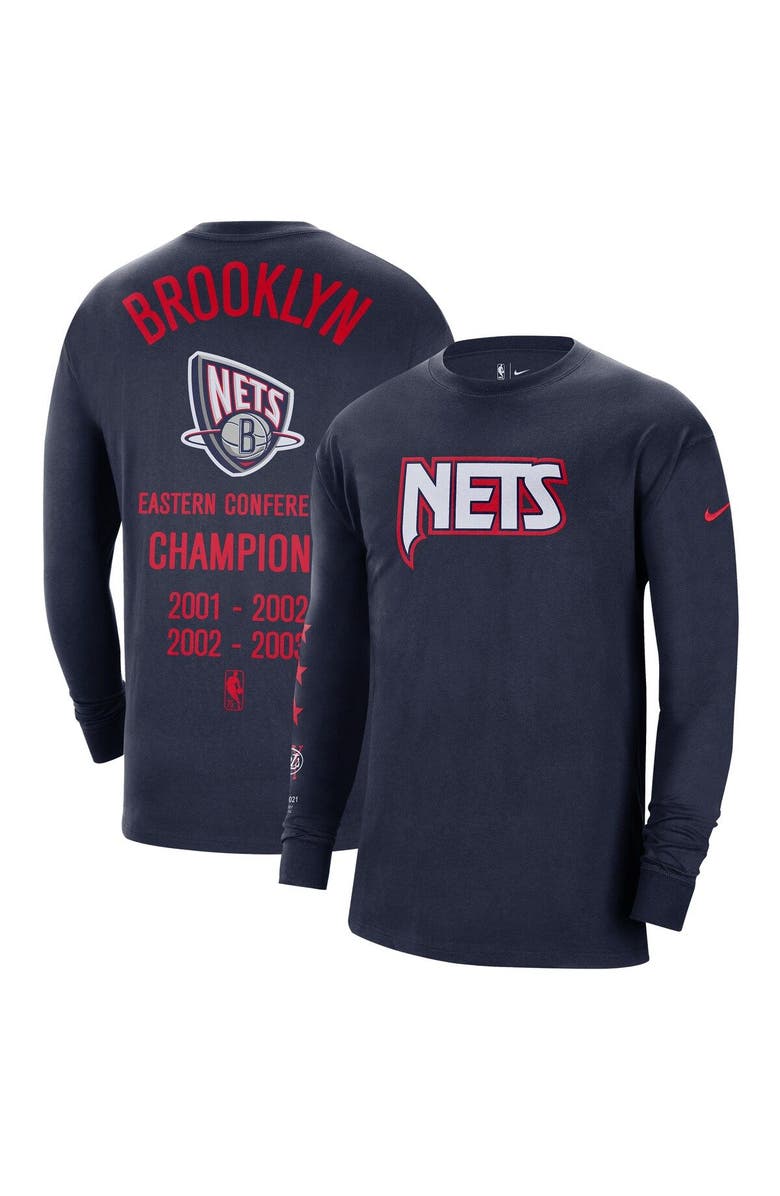 Nike Men's Nike Navy Brooklyn Nets 2021/22 City Edition Courtside Heavyweight Moments Long Sleeve T-Shirt, Main, color, 