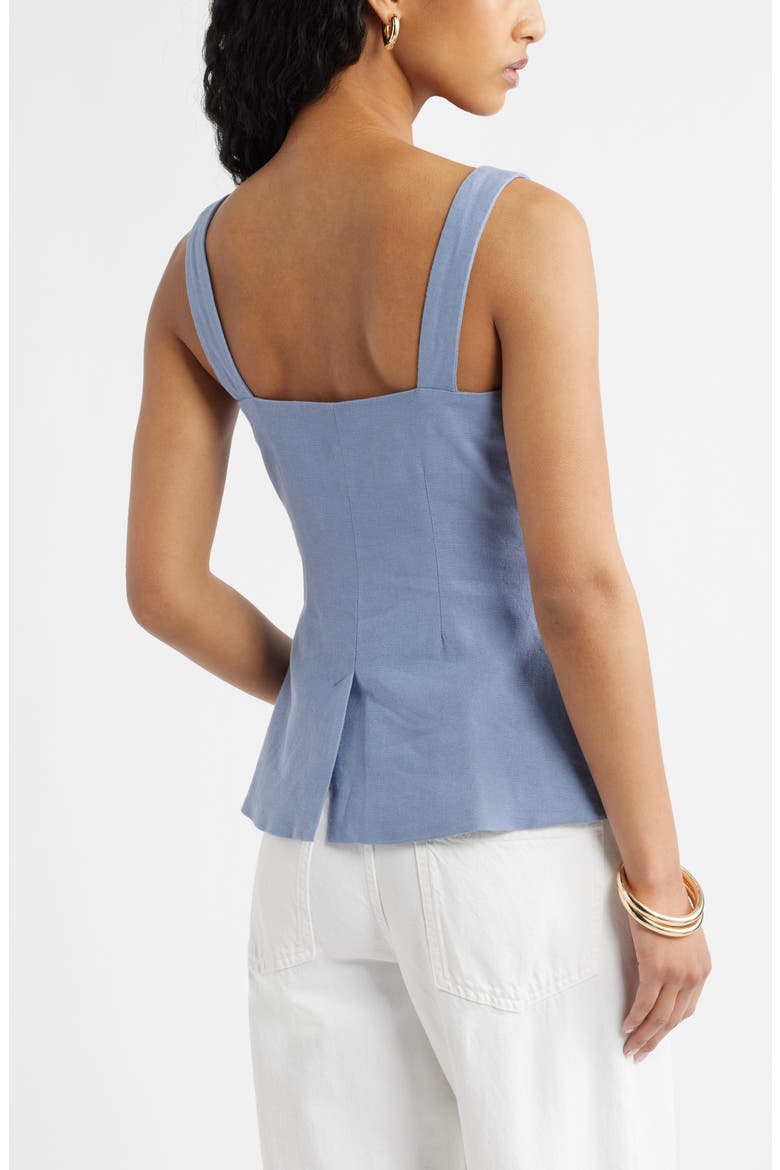 Button Front Linen Blend Tank, Alternate, color, BLUE UMBRA