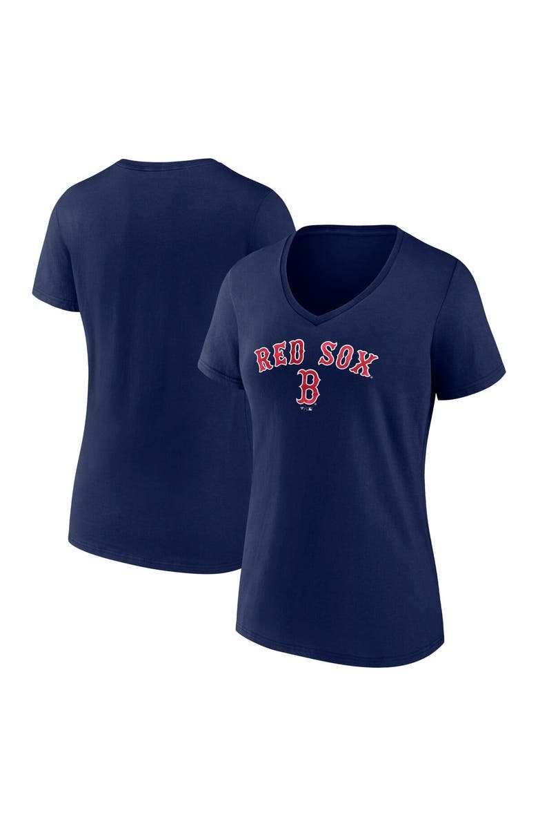 FANATICS Women's Fanatics Navy Boston Red Sox Shine Bright V-Neck T-Shirt, Main, color, 