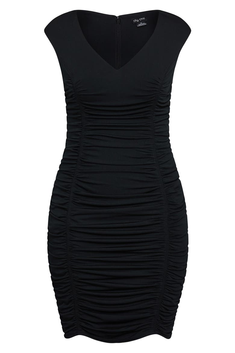 Ruched V-Neck Sheath Dress, Alternate, color, BLACK