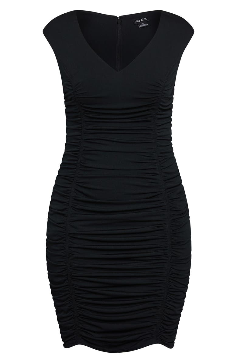 City Chic Ruched V-Neck Sheath Dress, Alternate, color, 