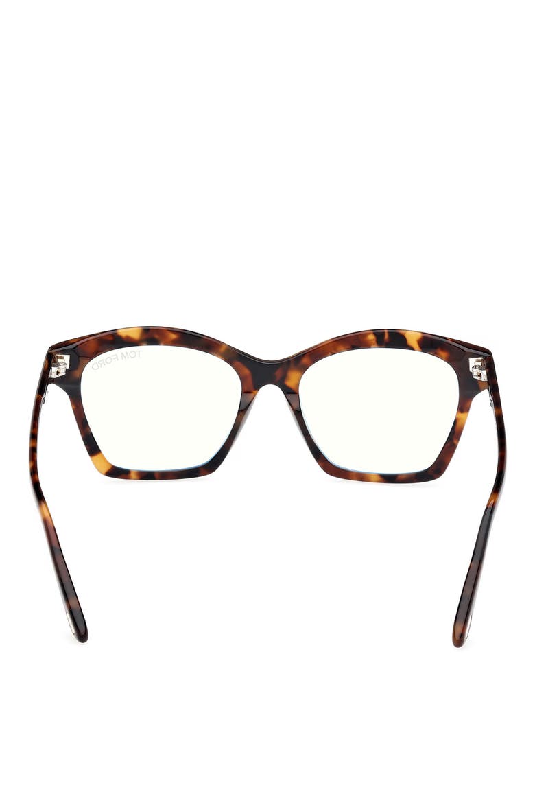 53mm Square Blue Light Blocking Optical Glasses, Alternate, color, VINTAGE HAVANA ECO / T LOGO