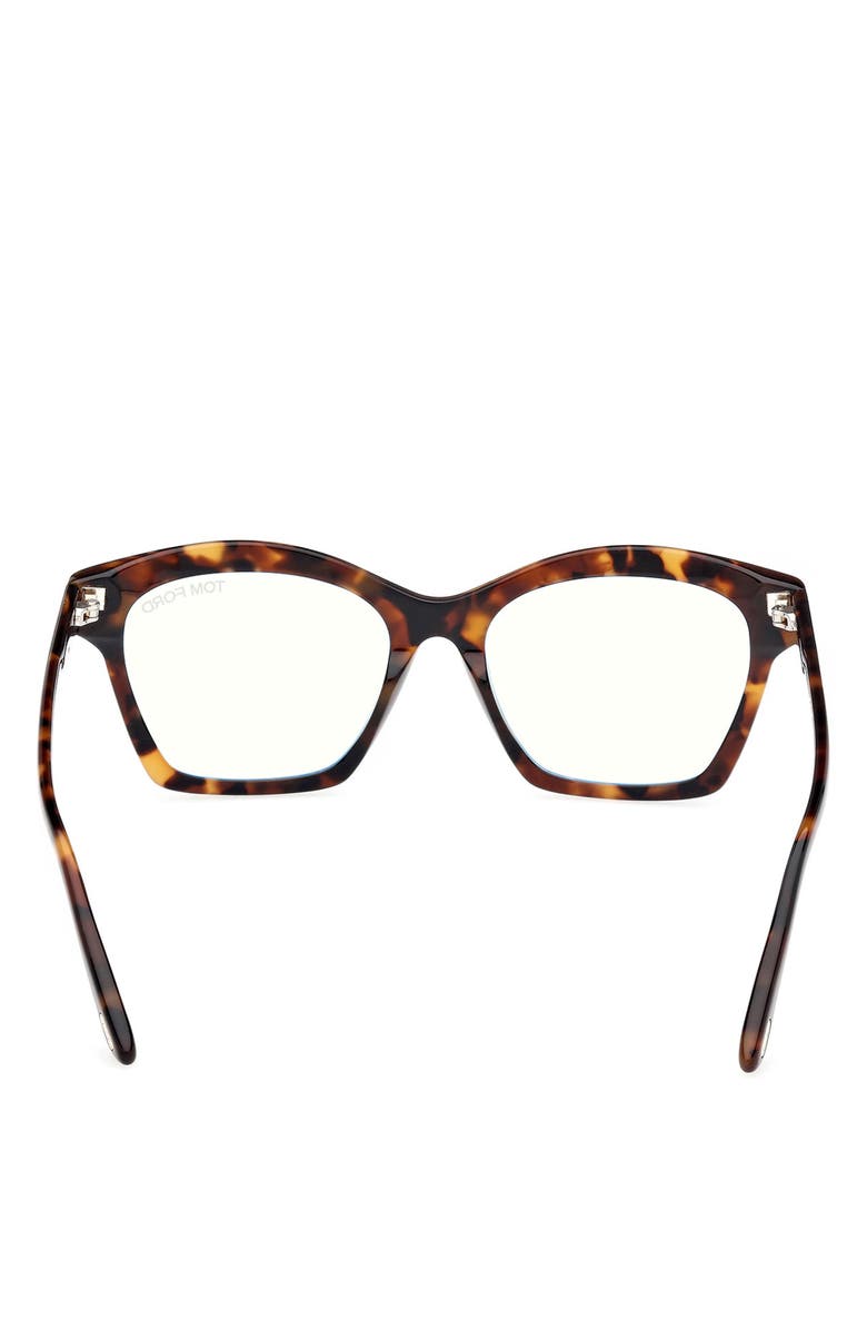 TOM FORD 53mm Square Blue Light Blocking Optical Glasses, Alternate, color, Vintage Havana Eco / T Logo