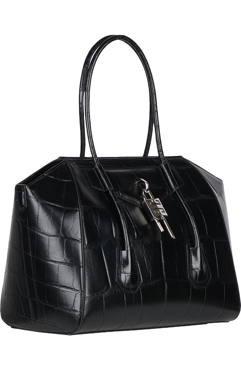 Givenchy Medium Antigona Lock Croc Embossed Leather Satchel, Alternate, color,