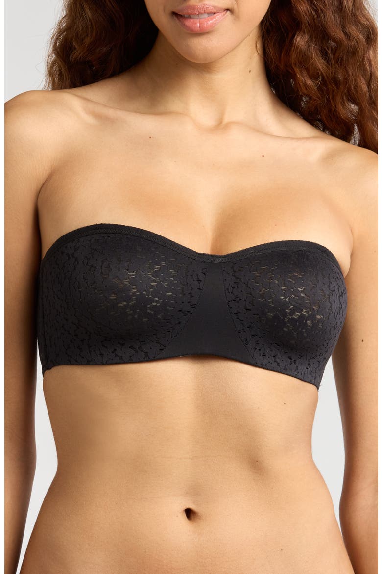 Norah Lace Trim Bandeau Bra, Main, color, BLACK-11