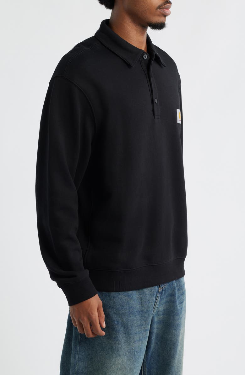 Carhartt Work In Progress French Terry Polo Sweatshirt, Alternate, color, Black